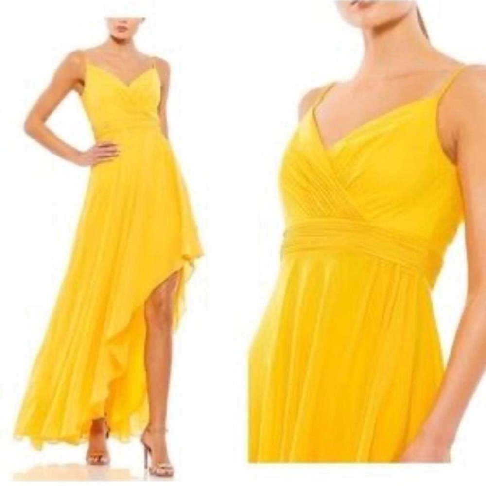 NWT Mac Duggal Side Slit Yellow Gown / Size 0 / Gorgeous for summer!